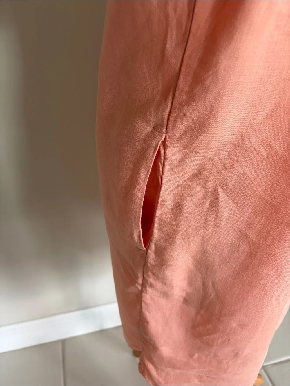 J. Crew Coral Button-Front relaxed linen Shirt Dress